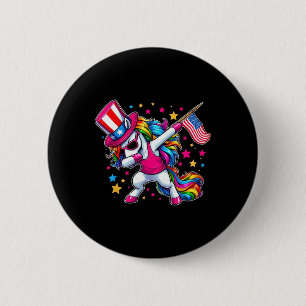 Unicorn 4. Juli Uncle Sam Girls American Flag Button