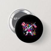 Unicorn 4. Juli Uncle Sam Girls American Flag Button (Vorne & Hinten)
