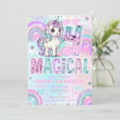 Unicorn 4th Birthday Un-fourgettable Magical Einladung (Stehend Vorderseite)