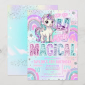Unicorn 4th Birthday Un-fourgettable Magical Einladung (Vorne/Hinten)