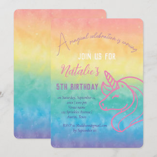 Unicorn 5. Geburtstagsmädchen Pink Magische Fünfte Einladung