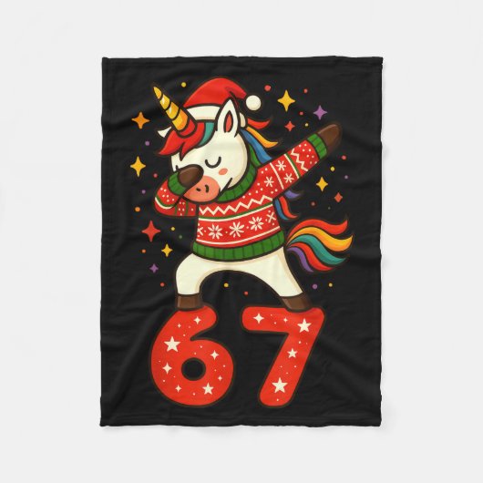 Unicorn 67 Meme Six Seven Funny Christmas Fleecedecke (Vorderseite)