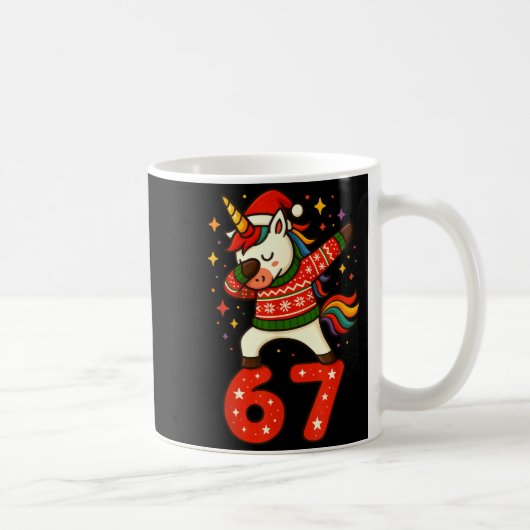 Unicorn 67 Meme Six Seven Funny Christmas Kaffeetasse (Rechts)