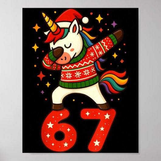 Unicorn 67 Meme Six Seven Funny Christmas  Poster (Vorne)