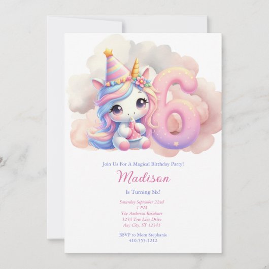 Unicorn 6. einladung (Vorderseite)