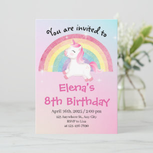 Unicorn 8. Geburtstag Einladung
