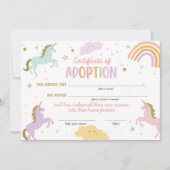 Unicorn Adoption Magische Geburtsurkunde Einladung (Vorderseite)