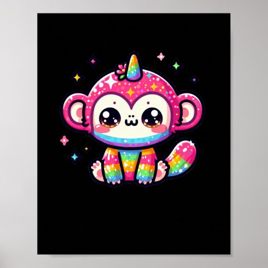 Unicorn-Affenaufkleber Poster (Vorne)