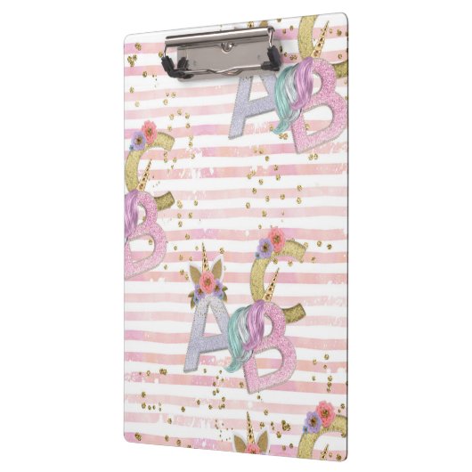 Unicorn Alphabet Muster Klemmbrett (Links)