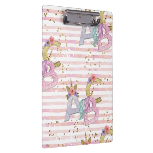 Unicorn Alphabet Muster Klemmbrett (Rechts)