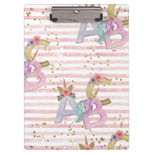 Unicorn Alphabet Muster Klemmbrett