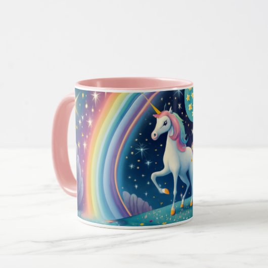 UNICORN AM ENDE DER RAINBOW ORIGINAL ART TASSE (Vorderseite Links)