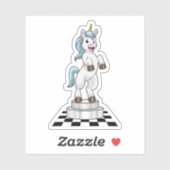 Unicorn am Schach als Schachstück Ritter Aufkleber (Blatt)