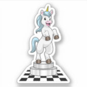 Unicorn am Schach als Schachstück Ritter Aufkleber (Vorderseite)