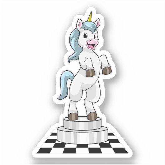 Unicorn am Schach als Schachstück Ritter Aufkleber (Vorderseite)