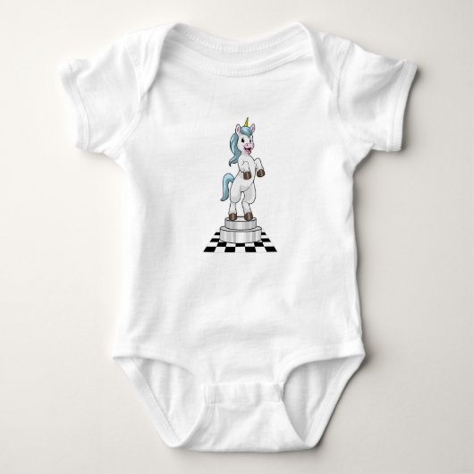 Unicorn am Schach als Schachstück Ritter Baby Strampler (Vorderseite)