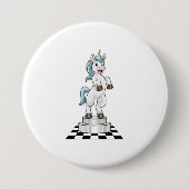 Unicorn am Schach als Schachstück Ritter Button (Vorderseite)