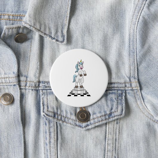 Unicorn am Schach als Schachstück Ritter Button (Beispiel)