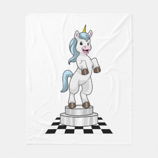 Unicorn am Schach als Schachstück Ritter Fleecedecke (Vorderseite)
