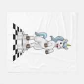 Unicorn am Schach als Schachstück Ritter Fleecedecke (Vorderseite (Horizontal))