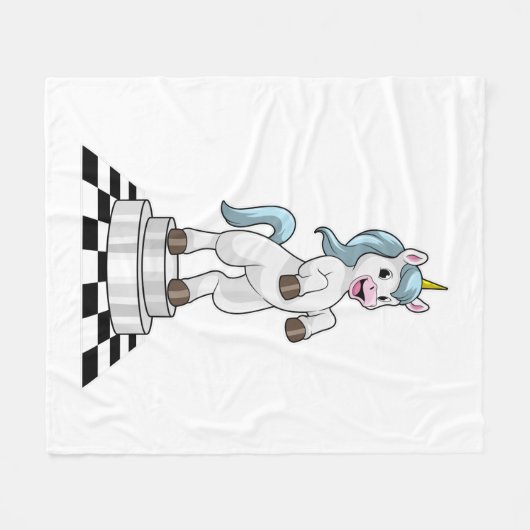 Unicorn am Schach als Schachstück Ritter Fleecedecke (Vorderseite (Horizontal))