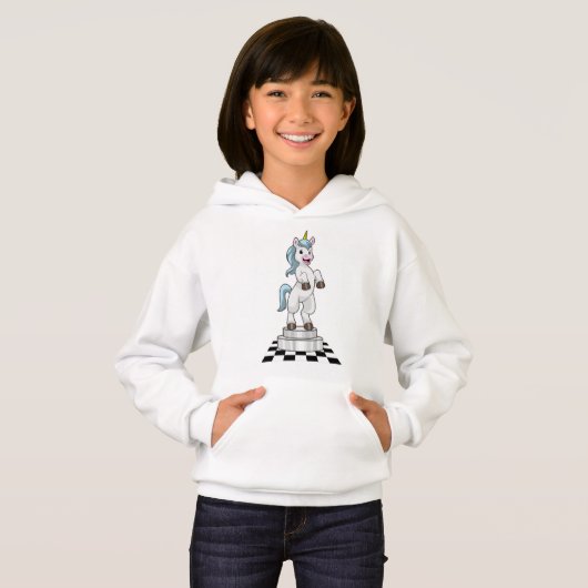 Unicorn am Schach als Schachstück Ritter Hoodie (Vorne ganz)