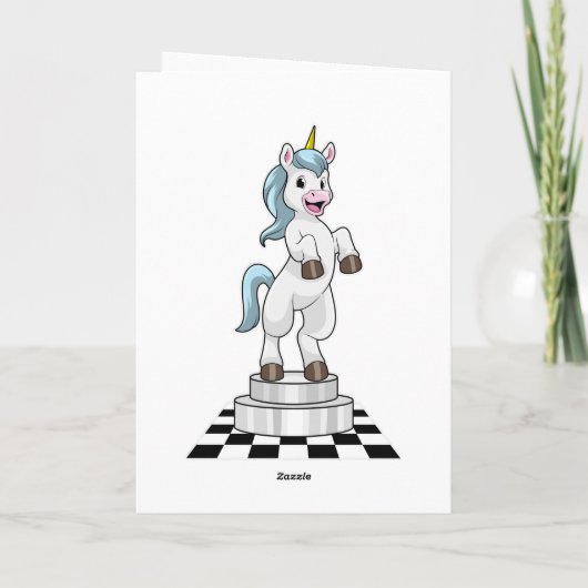 Unicorn am Schach als Schachstück Ritter Karte (Rückseite)