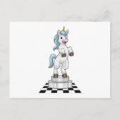 Unicorn am Schach als Schachstück Ritter Postkarte (Vorderseite)