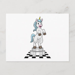 Unicorn am Schach als Schachstück Ritter Postkarte