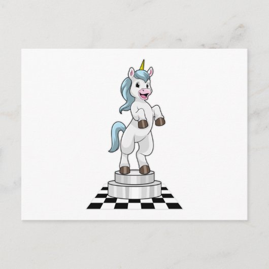 Unicorn am Schach als Schachstück Ritter Postkarte (Vorderseite)