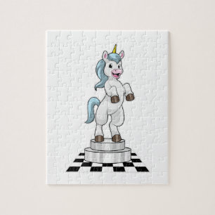Unicorn am Schach als Schachstück Ritter Puzzle
