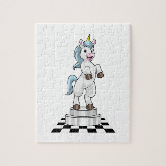 Unicorn am Schach als Schachstück Ritter Puzzle (Vertikal)