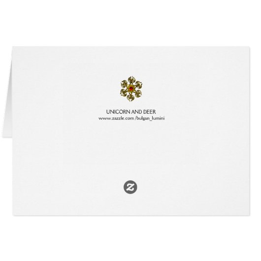 UNICORN AND DEER,FLOWERS,FOREST ANIMALS Floral (Rückseite Horizontal)