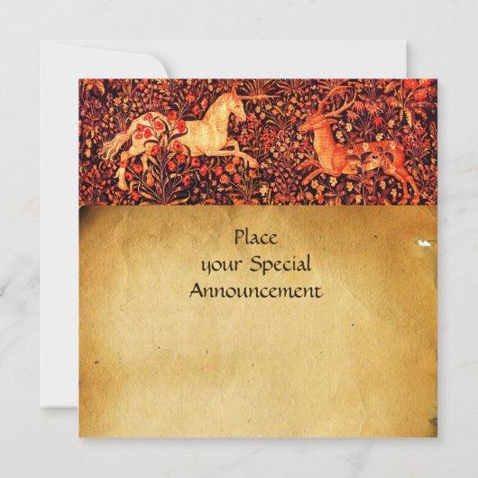 UNICORN AND DEER MONOGRAM RED WAX SEAL PARCHMENT EINLADUNG (Rückseite)