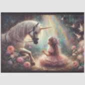 Unicorn And Girl In Fairytale Forest Decoupage Seidenpapier (Vorderseite)
