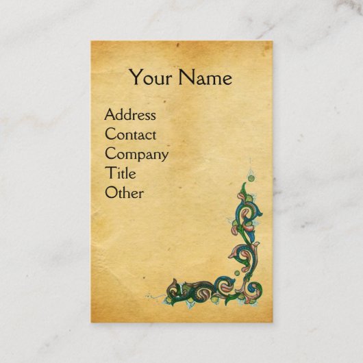 UNICORN AND LADY PLAYER ORGAN, Blumenmuster Visitenkarte (Vorderseite)