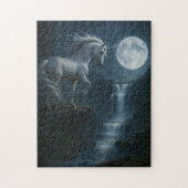 Unicorn and moonlit waterfall - stunning  puzzle (Vertikal)
