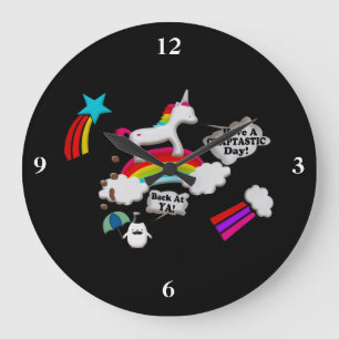 Unicorn And Penguin Craptastic Day Große Wanduhr