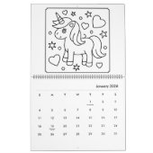 Unicorn and Princess Coloring Calendar Kalender (Jan 2026)