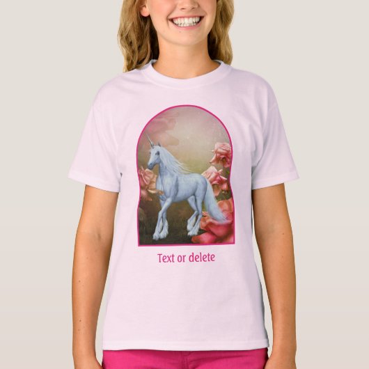 Unicorn And Roses Fantasy Horse Art T-Shirt (Vorderseite)