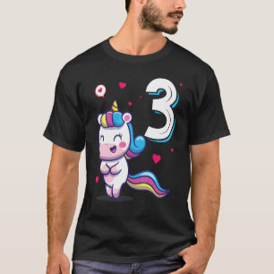Unicorn Animal 3th Birthday Girl B Day 3 Years Ol T-Shirt