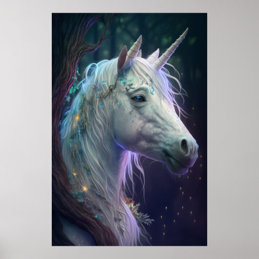 Unicorn Animal Portrait Painting Wildlife Poster (Vorne)