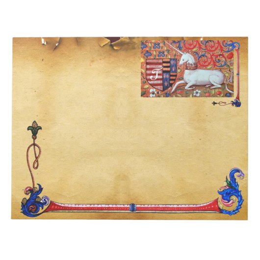 UNICORN ANTIQUE BROWN PARCHMONOGRAM NOTIZBLOCK (Vorderseite)