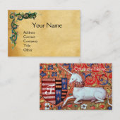 UNICORN/Antique Floral Brown Parchment Monogramm Visitenkarte (Vorne/Hinten)