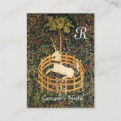 UNICORN/Antique Floral Brown Parchment Monogramm Visitenkarte (Rückseite)