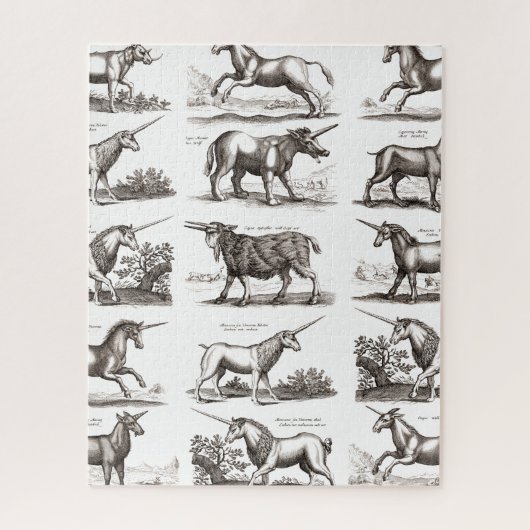 Unicorn Antique Mythical Magic Animal Drawing Puzzle (Vertikal)