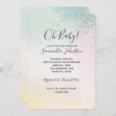 Unicorn Aqua Pink Gelbe Gefärbte Krawatte Confetti Einladung (Vorne/Hinten)