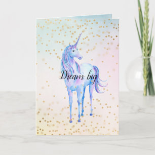 Unicorn Aqua Pink Gelbe Gefärbte Krawatte Confetti Karte