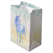 Unicorn Aqua Pink Gelbe Gefärbte Krawatte Confetti Mittlere Geschenktüte (Vorderseite Schrägansicht)