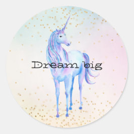 Unicorn Aqua Pink Gelbe Gefärbte Krawatte Confetti Runder Aufkleber